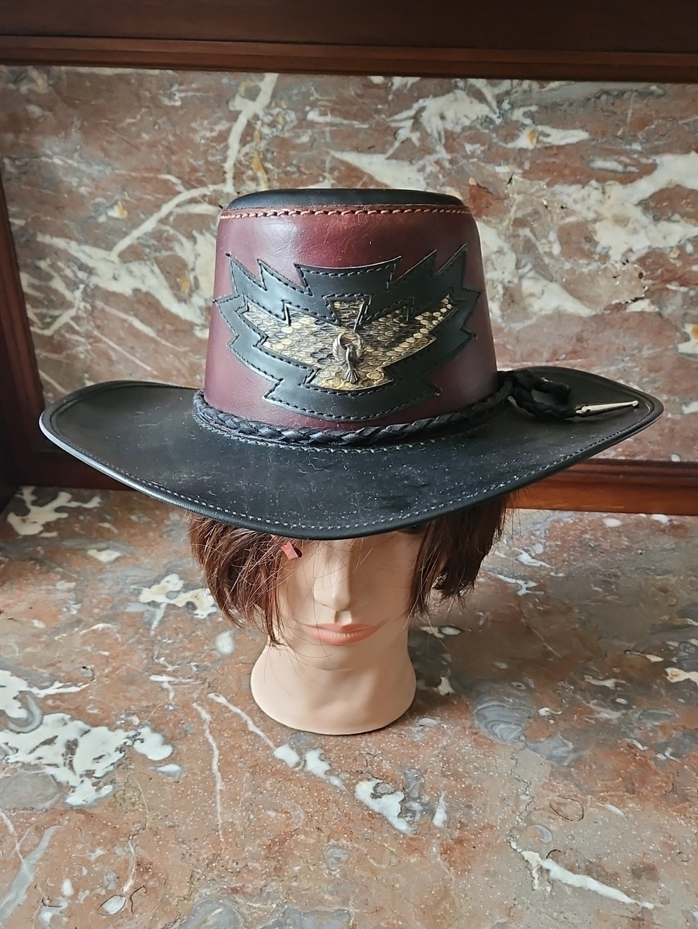 Vintage Head 'N Home Thunder Leather Croc Hat Size M USA